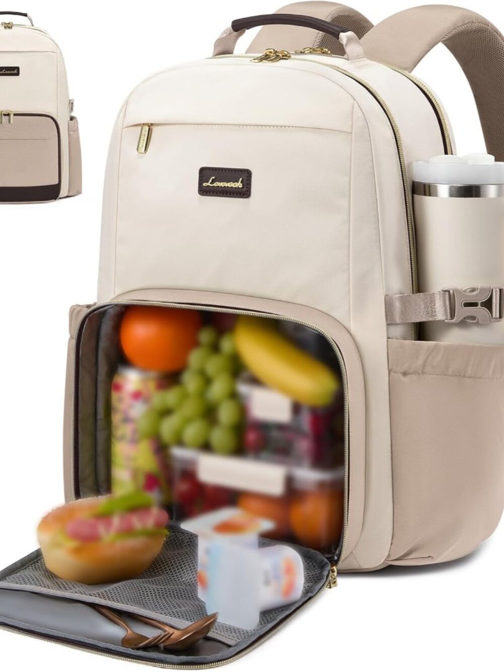Lunch Backpack with Lunch Compartment,15.6 Inch Laptop Work Travel Insulated Coo